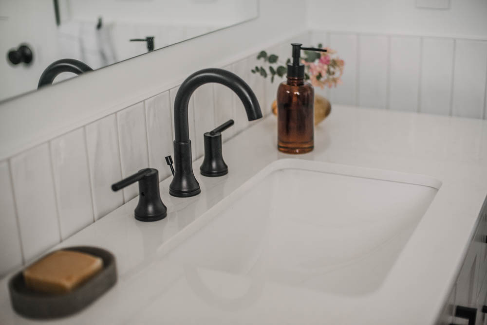 Trinsic Widespread Faucet from Delta in Matte Black