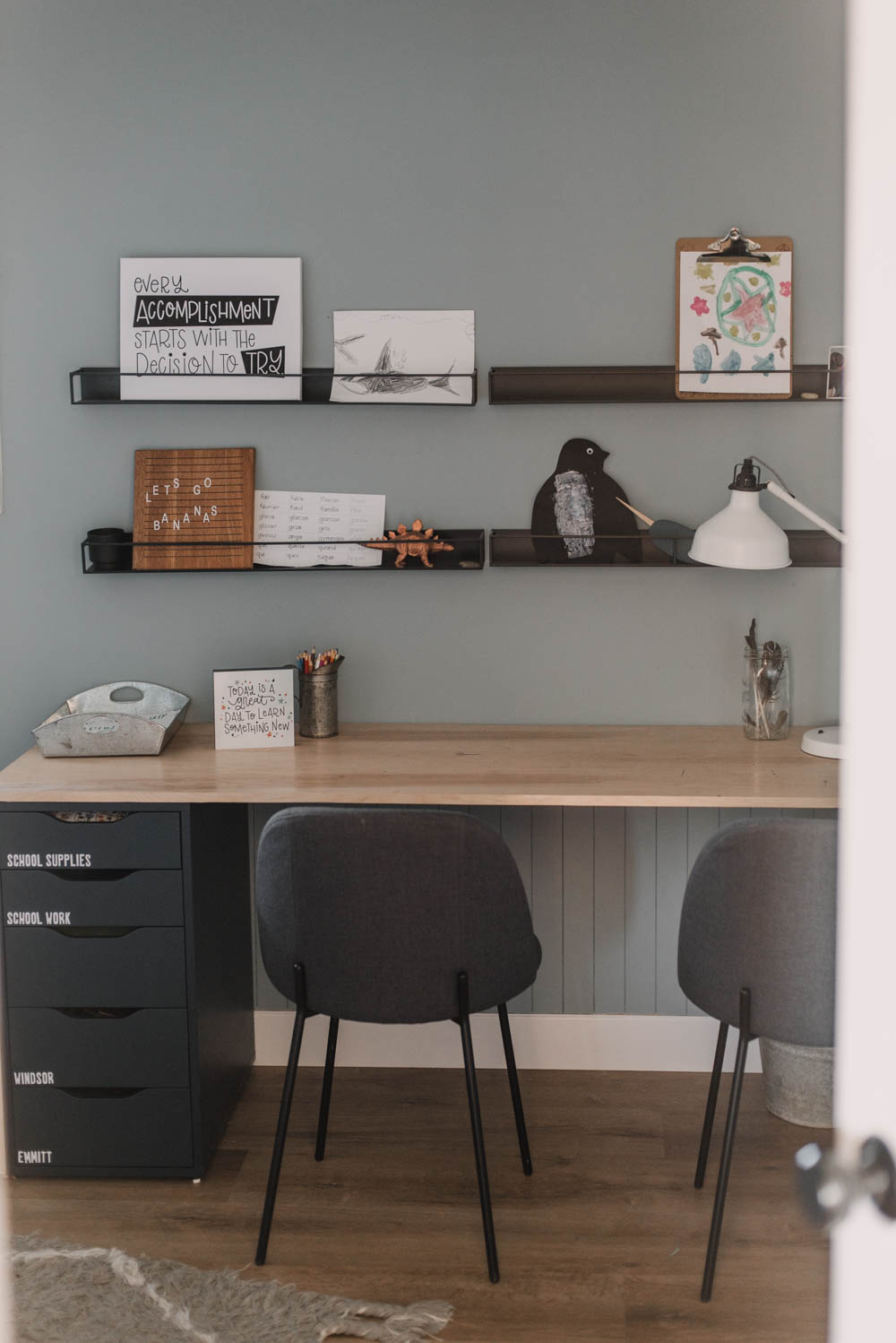 Hand lettered art for your kids desk