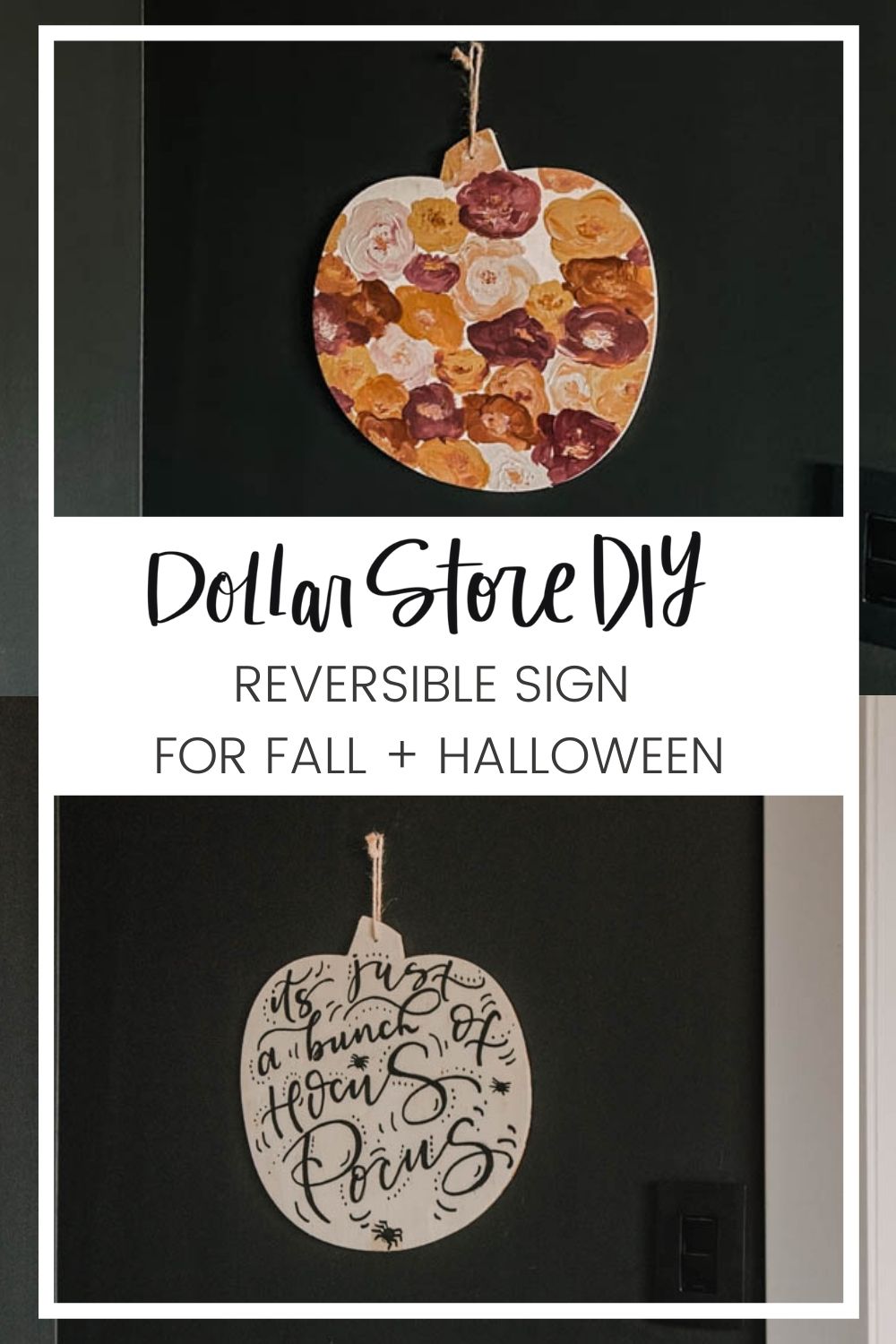 Reversible pumpkin decor for fall and halloween