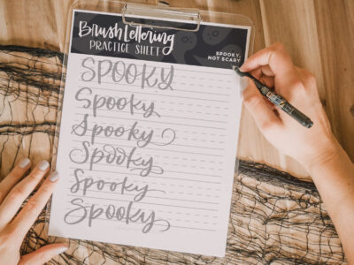 Free Hand Lettering Practice Sheet for Halloween