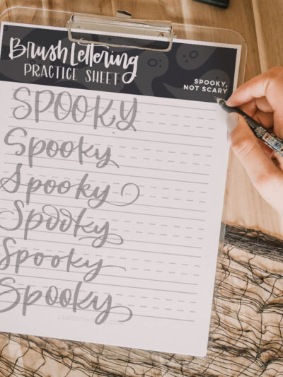 Free Hand Lettering Practice Sheet for Halloween