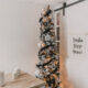 Modern black and white flocked christmas tree decor