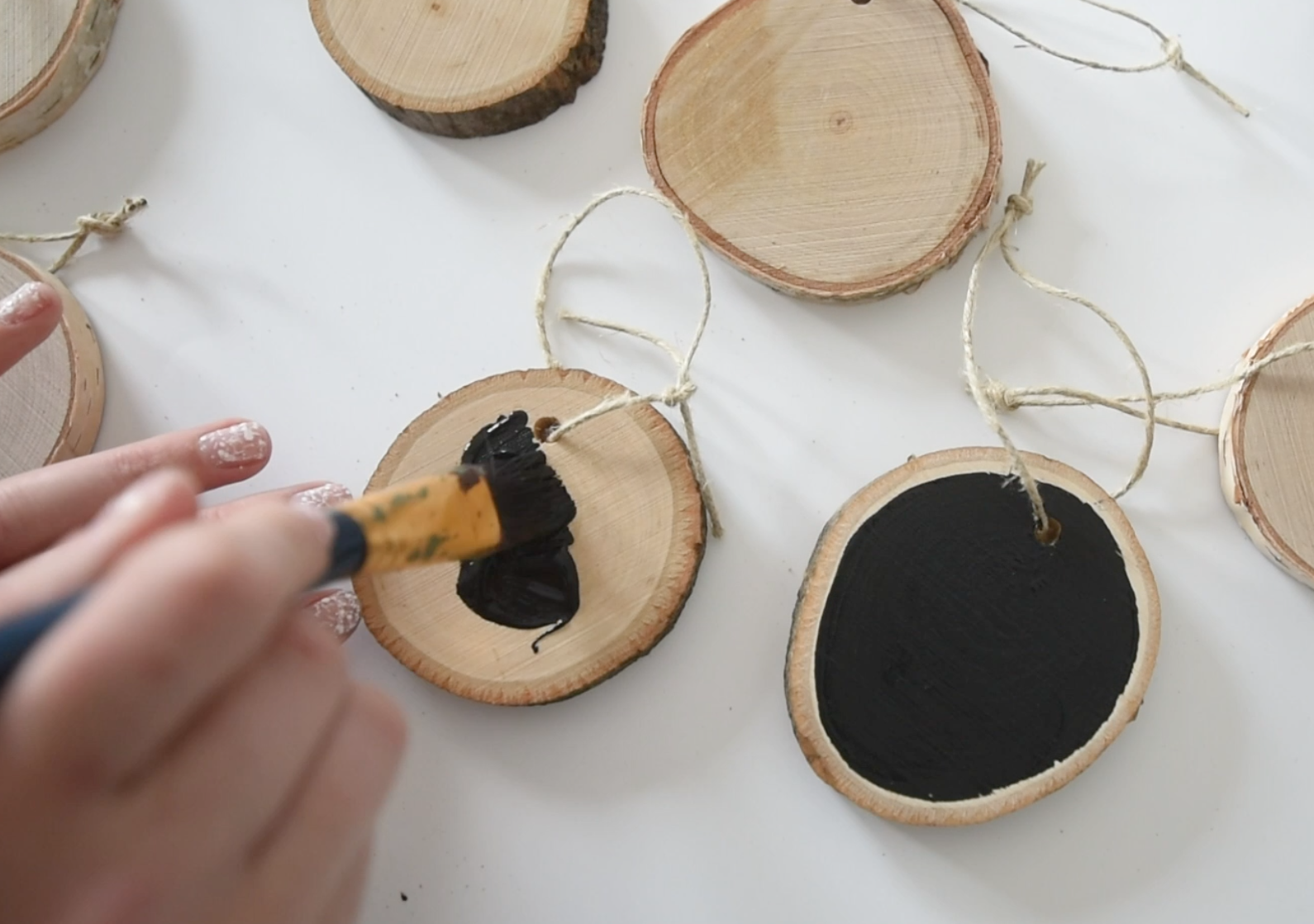 Chalkboard Wood Slice Ornaments