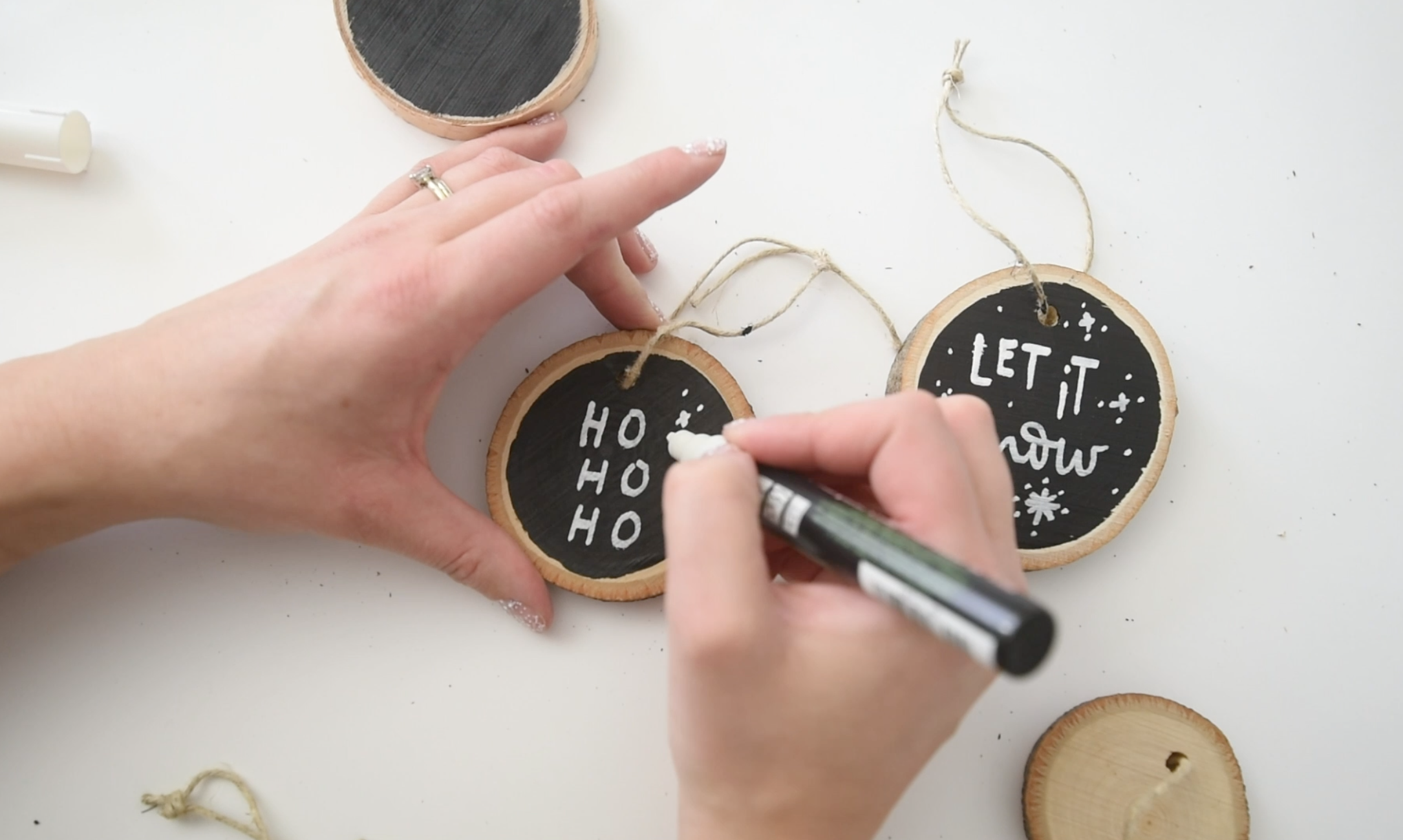 Chalkboard Wood Slice Ornaments