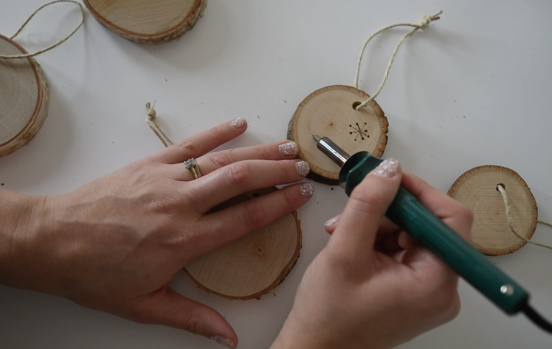 Wood burning rustic christmas ornaments