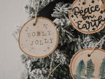 Stamped wood slice ornaments