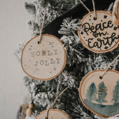 Stamped wood slice ornaments
