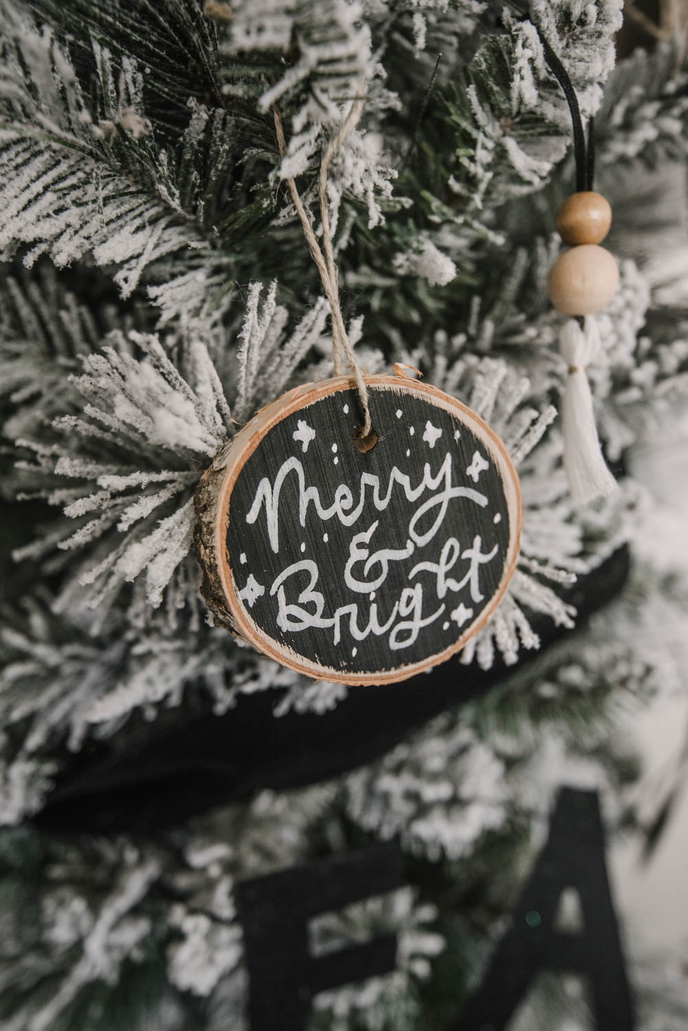 Chalkboard Wood Slice Ornaments