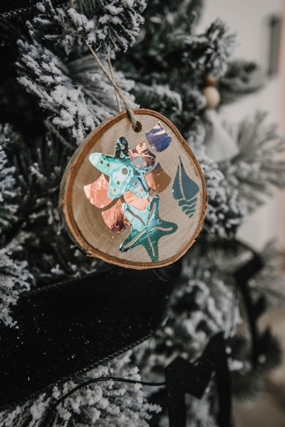 Holographic Iron on Vinyl on Wood