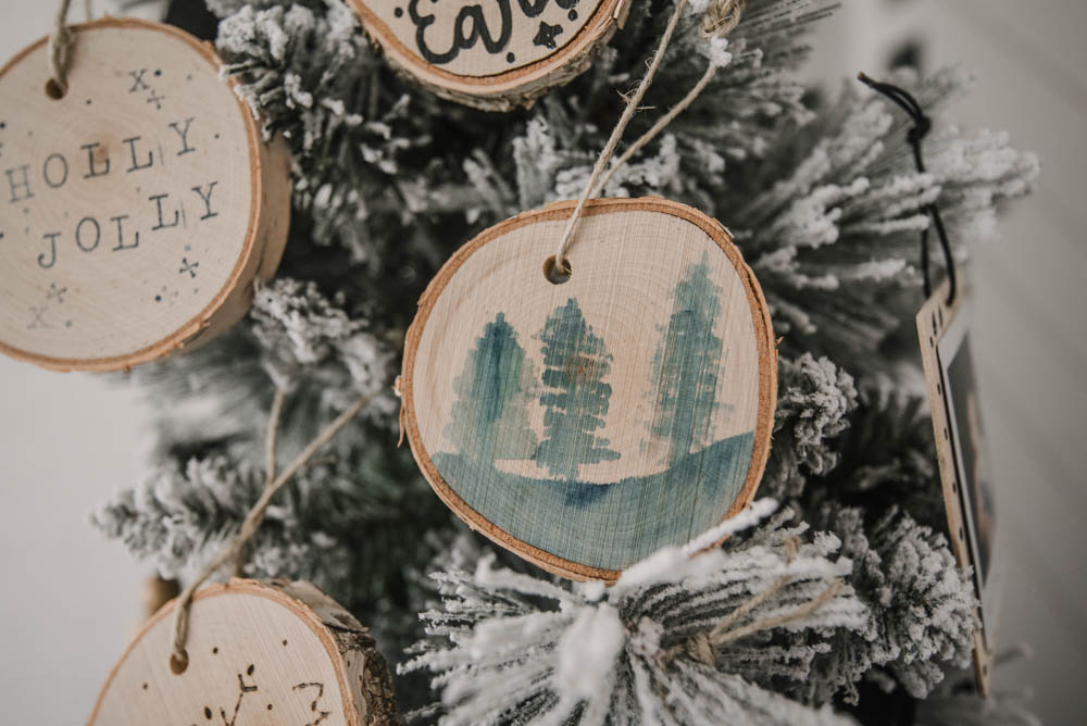 Watercolor Wood Slice Ornaments