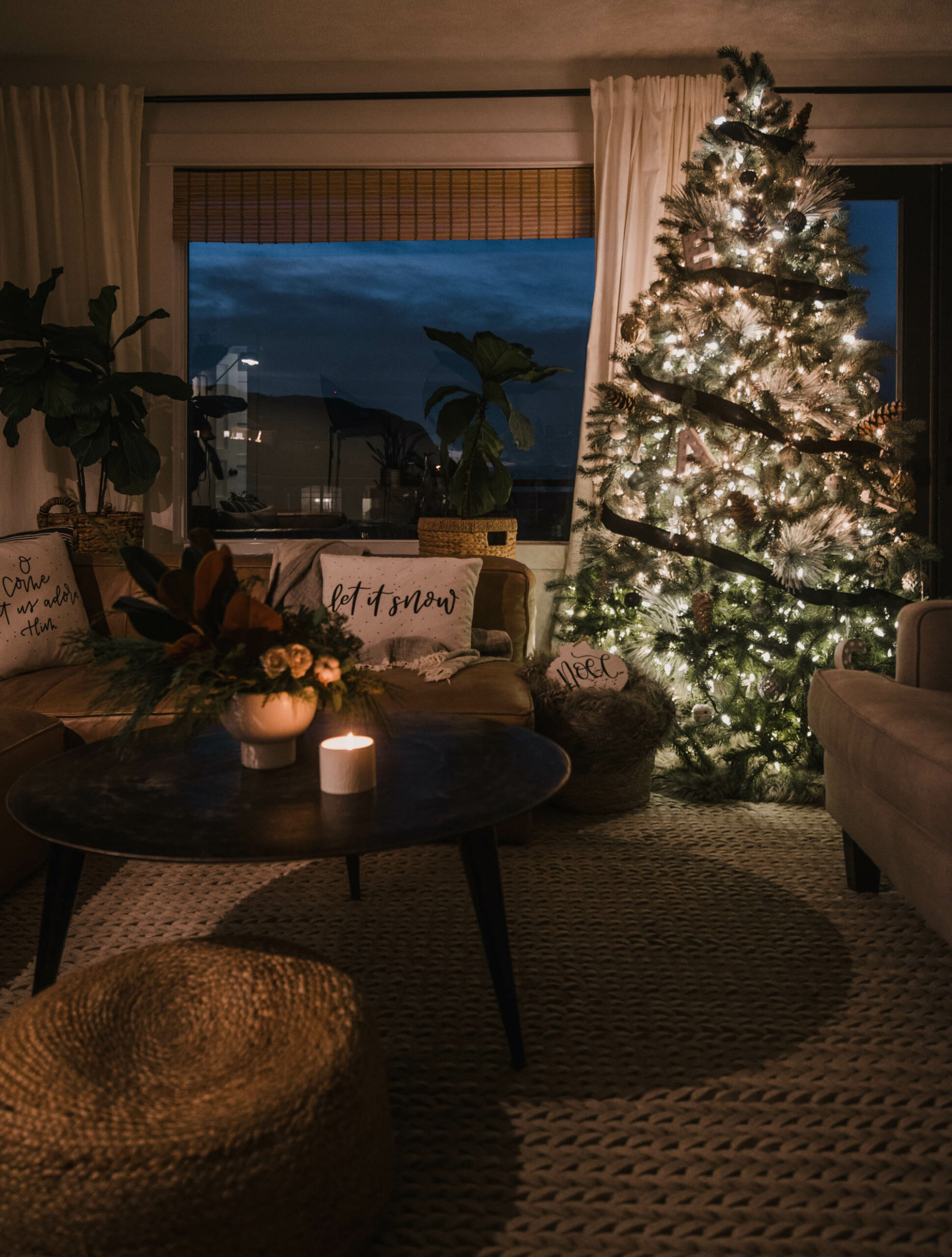 Holiday Home Decor at Night