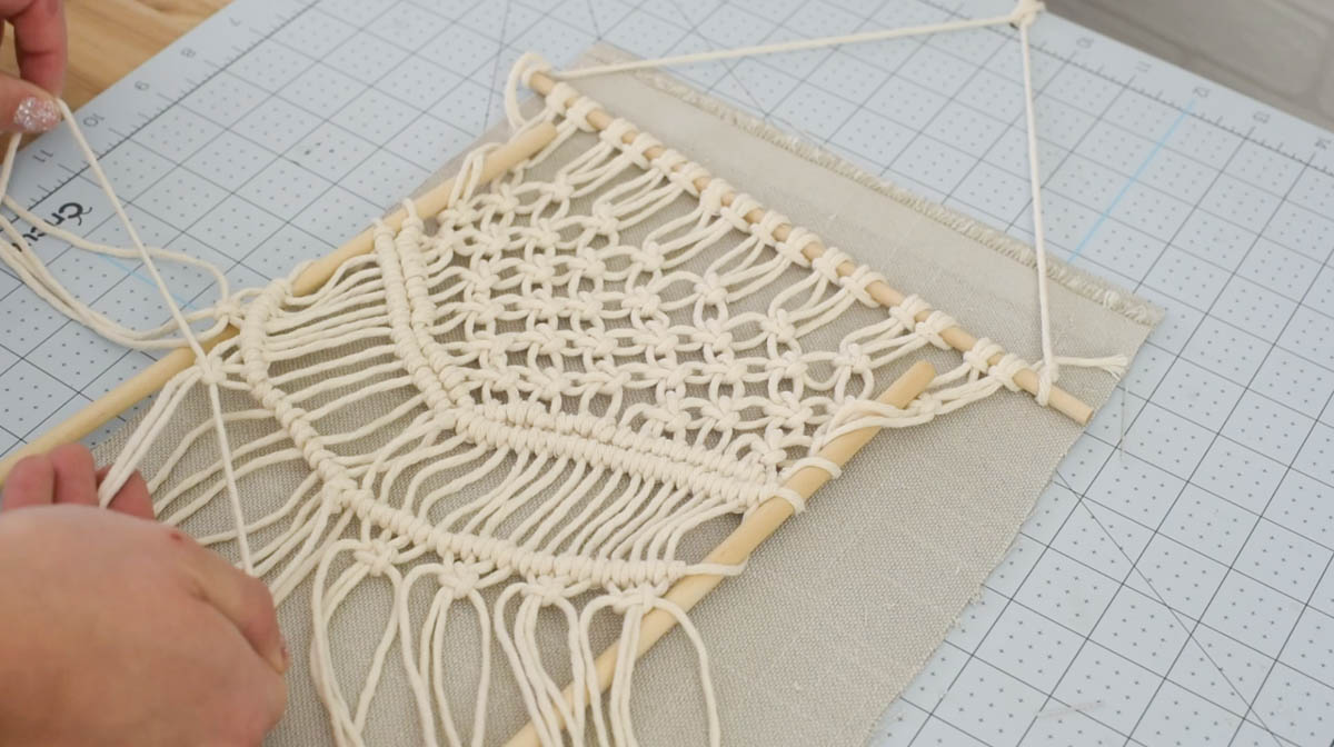 DIY Macrame stocking tutorial- in progress photo