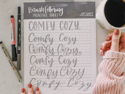 Comfy Cozy Free Printable Lettering Practice Sheet