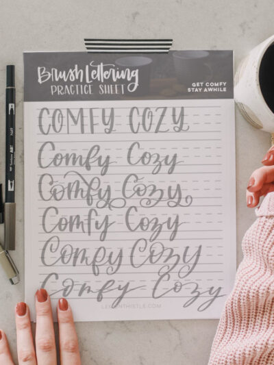 Comfy Cozy Free Printable Lettering Practice Sheet