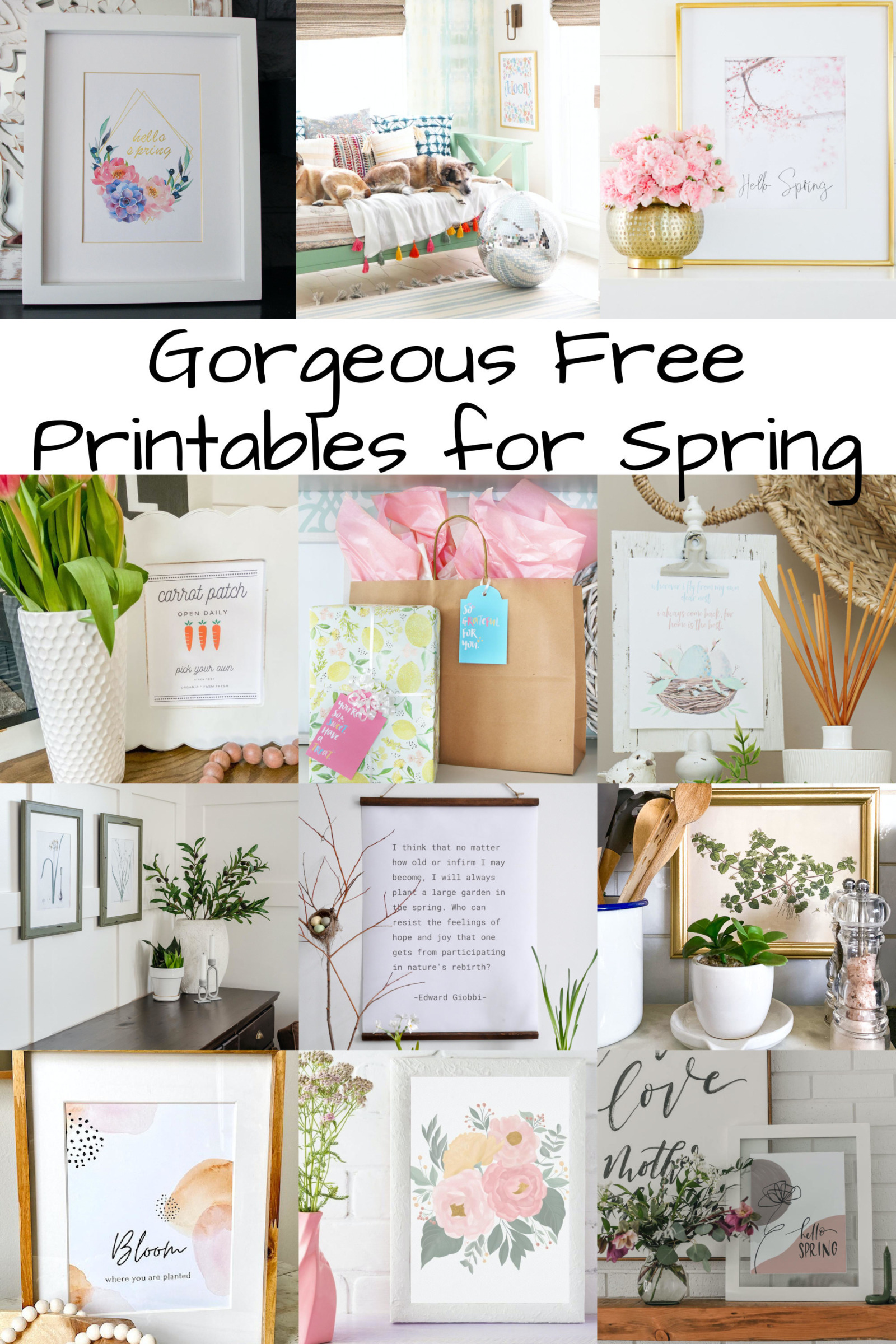 collage of Free Printables for Spring