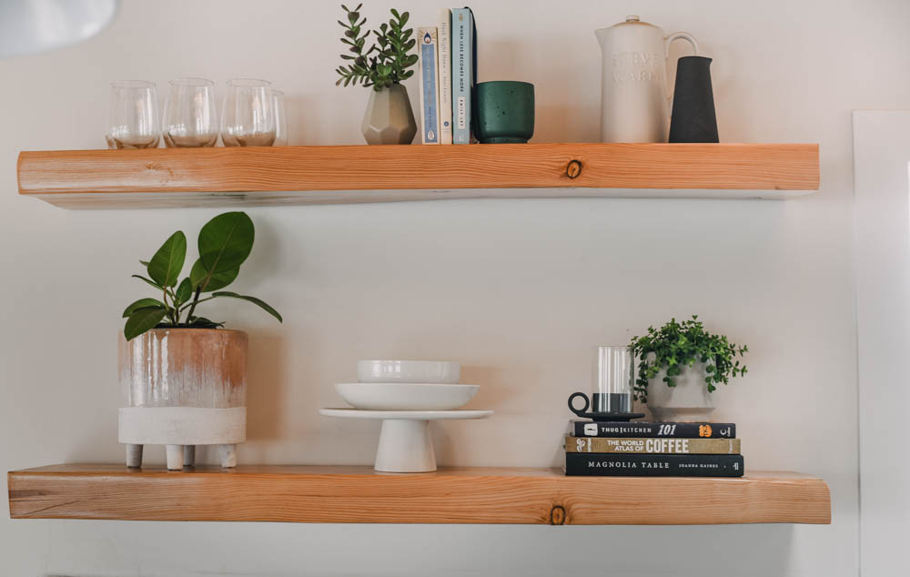 Modern Farmhouse Kitchen shelves