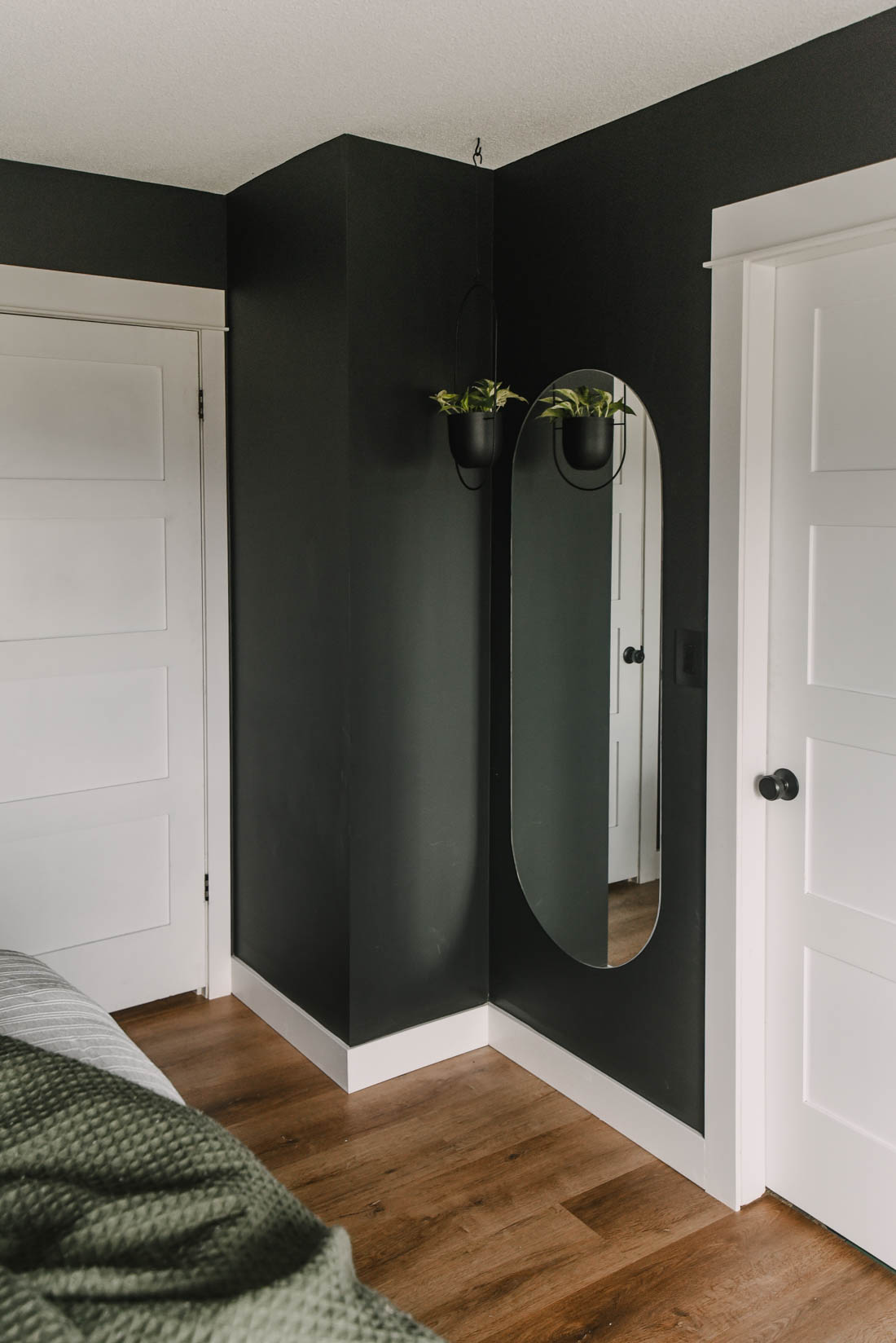 Moody black bedroom decor