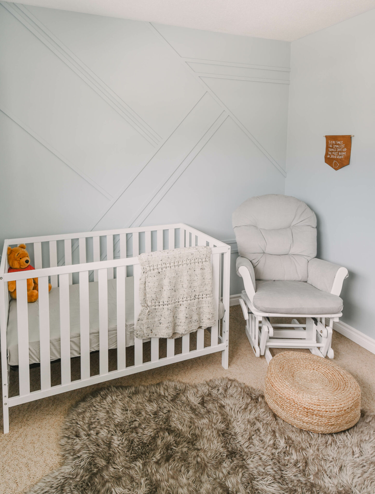 Modern Blue Gender Neutral Nursery Reveal (winnie The Pooh Theme