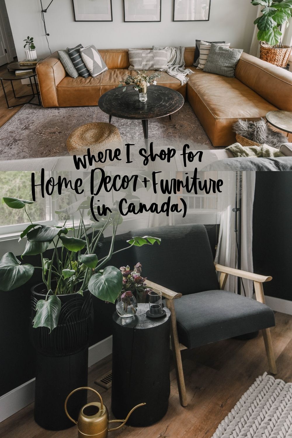 collage image with text overlay, where to buy home decor and furniture in canada