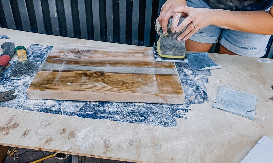 Resin River Table before sanding and top coat. 