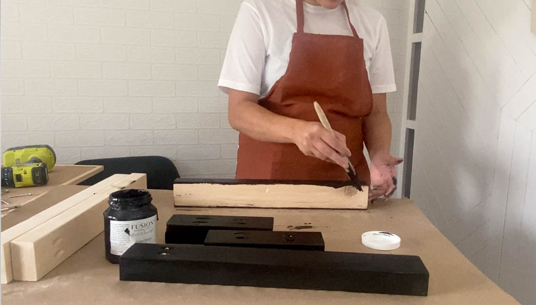 Painting the table legs black