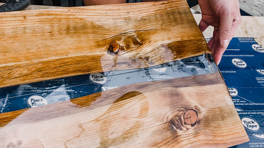 Resin River Table before sanding and top coat. 