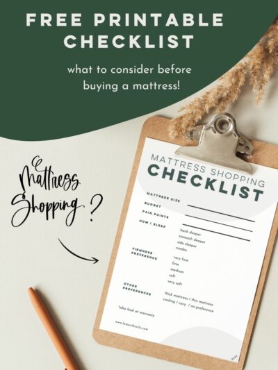 mattress shopping checklist on clipboard