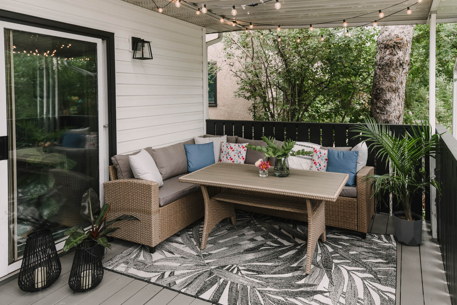 seating area on freshly painted patio
