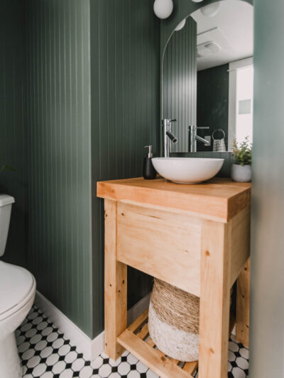 DIY Rustic wood vanity for a small bathroom