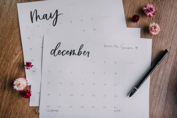 Printable Calendar 2022 Grid Calendar with Notes + Goals