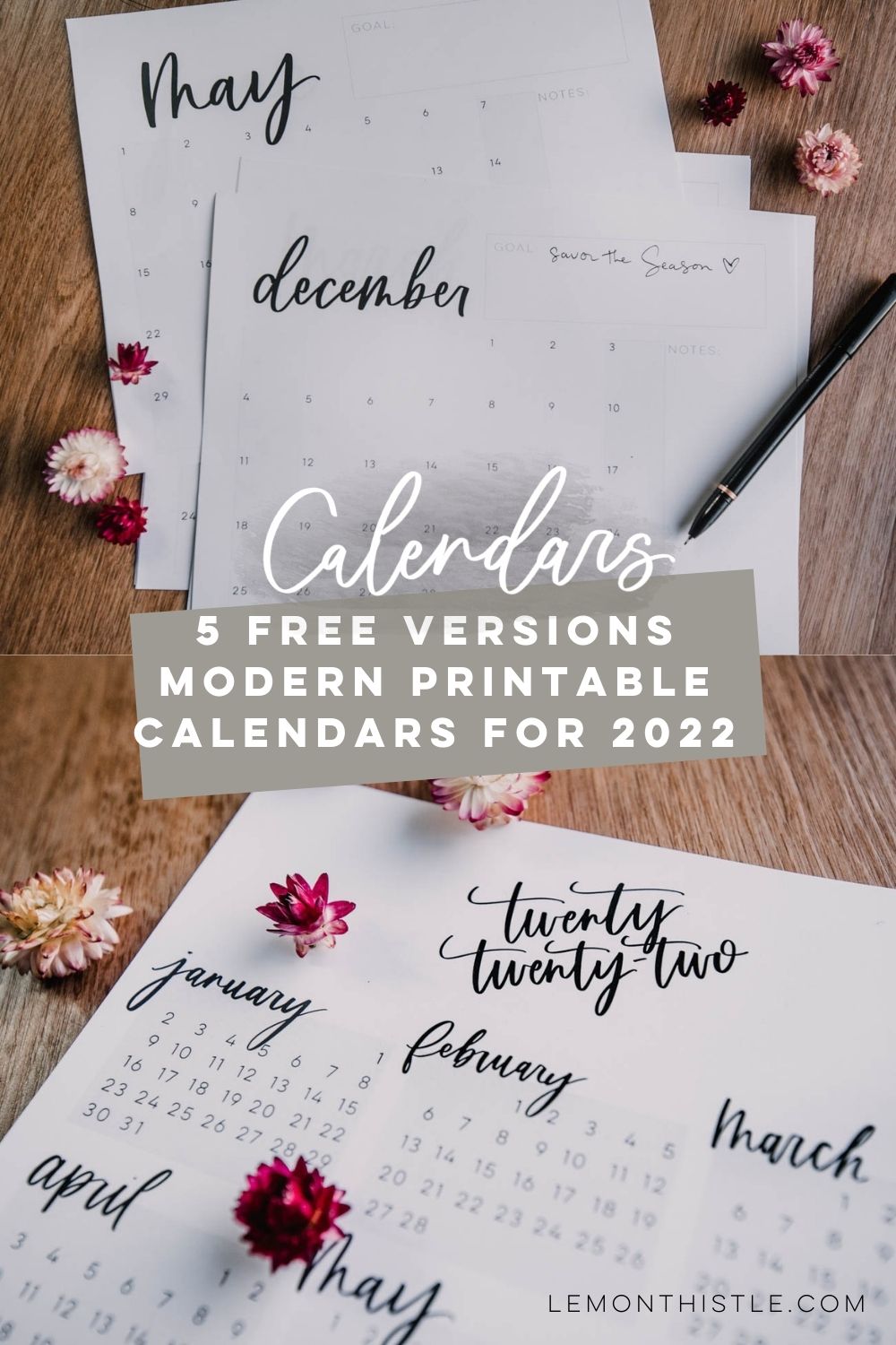 5 Modern Printable Calendars for 2022
