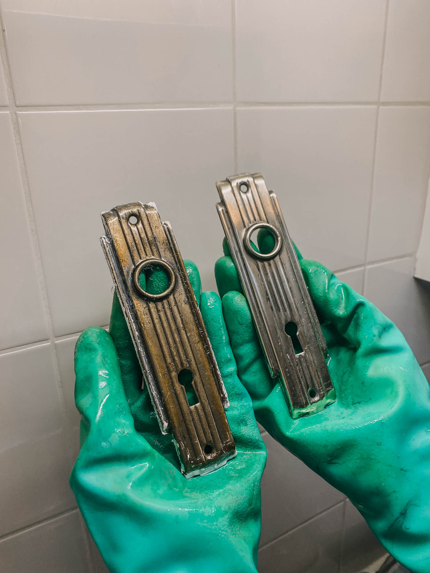 Cleaning vintage door hardware