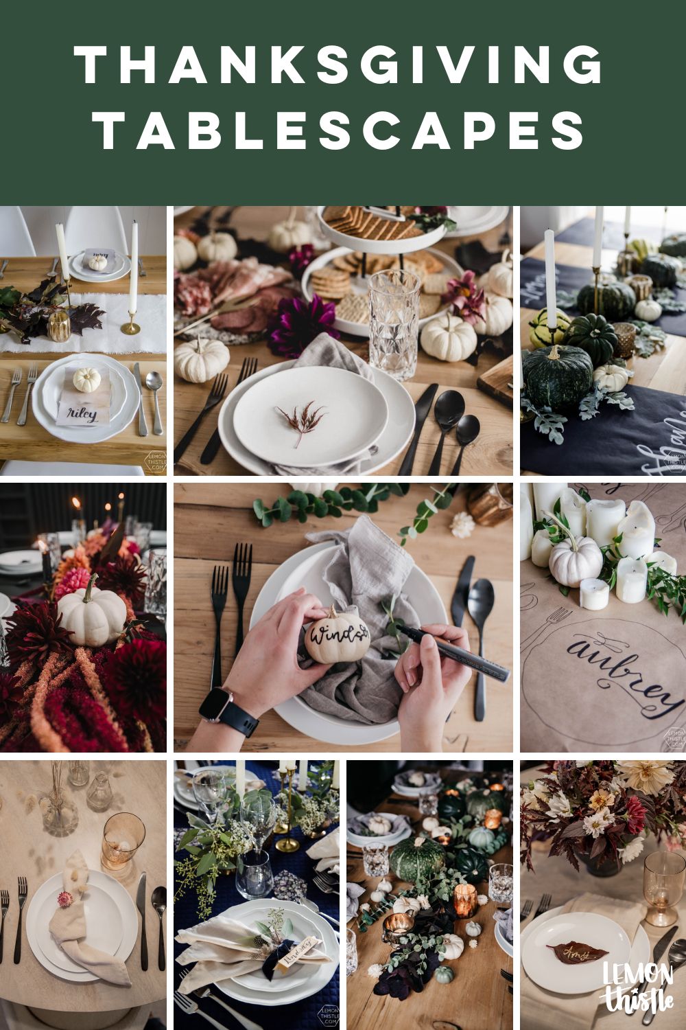 10+ Thanksgiving Table decorating Ideas- autumn without the bright orange and reds!