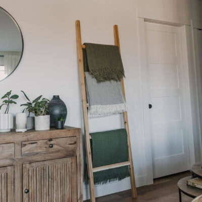 DIY Blanket Ladder in living room