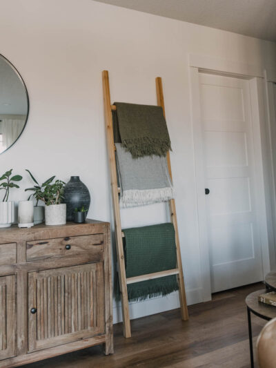 DIY Blanket Ladder in living room