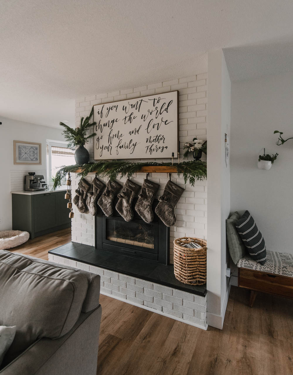 Modern holiday mantel decor