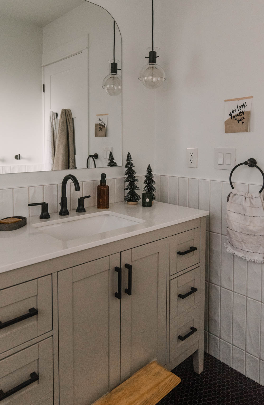 Simple holiday decor for a washroom