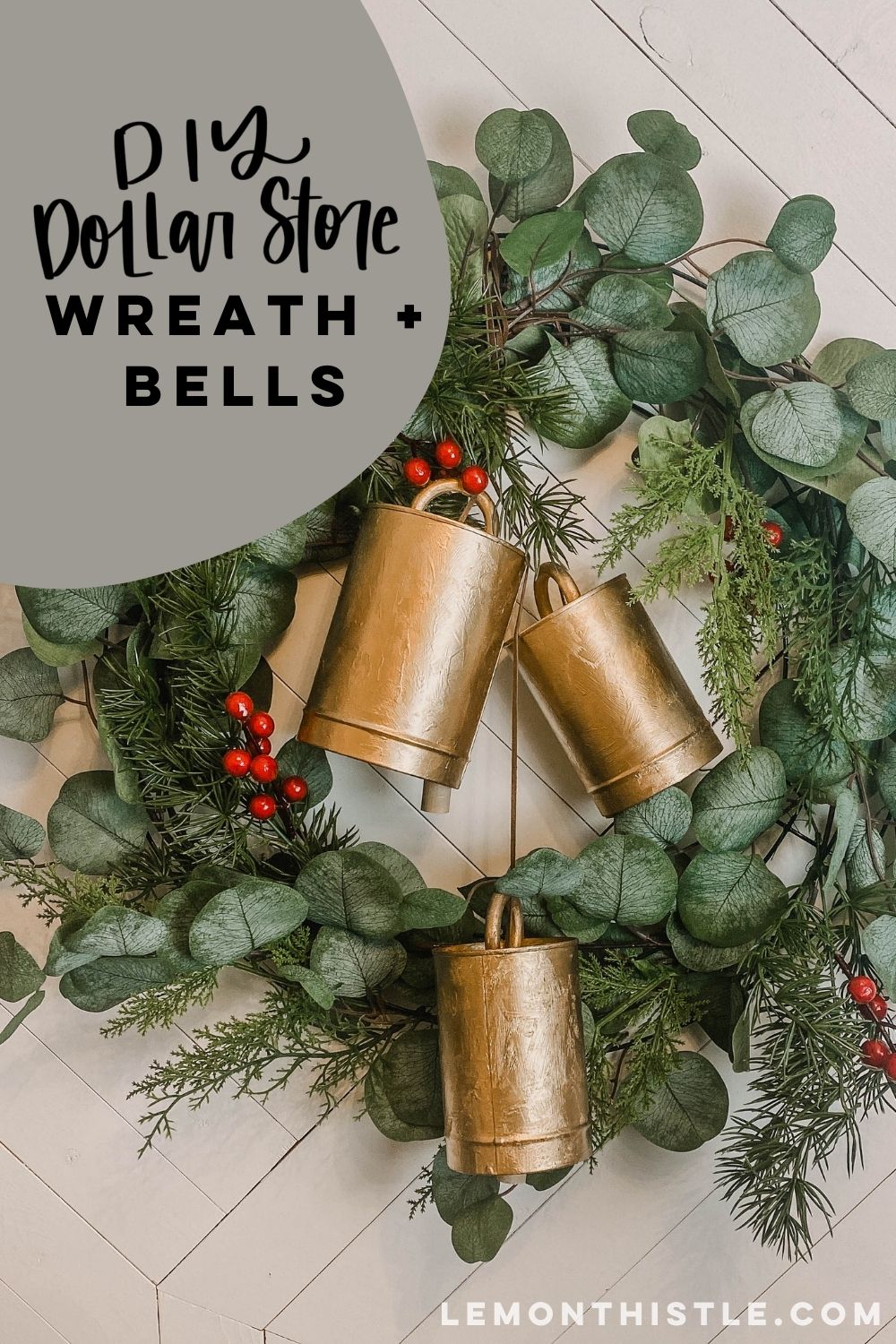 DIY Holiday Wreath and Faux Bells