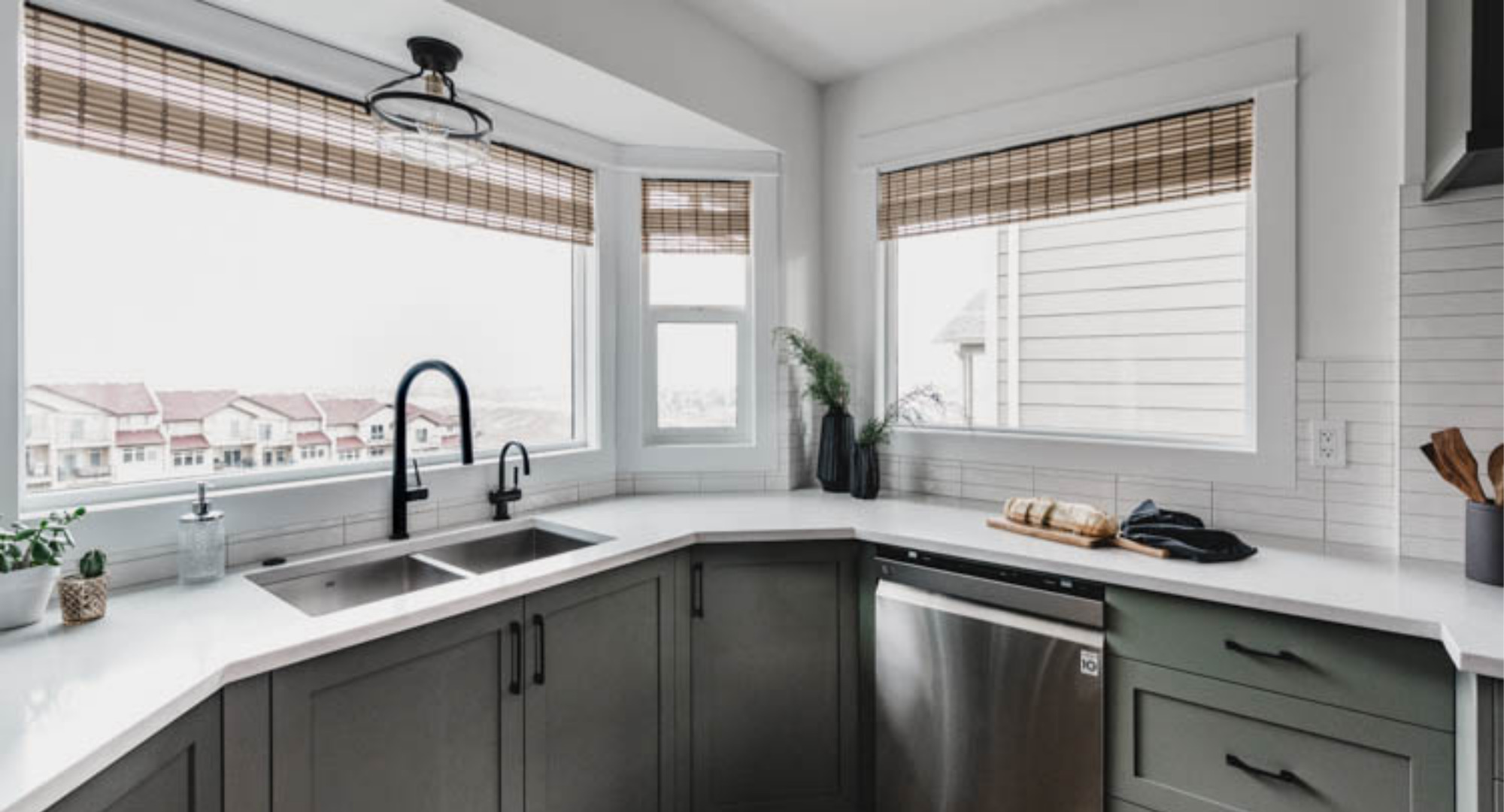 Cozy Modern Bay Window Coverings