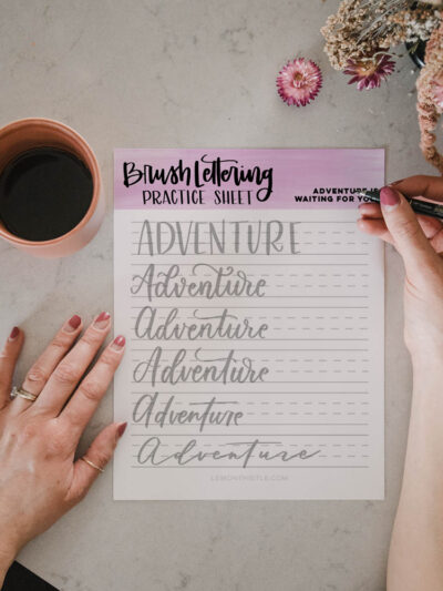 Adventure practice sheet for hand lettering