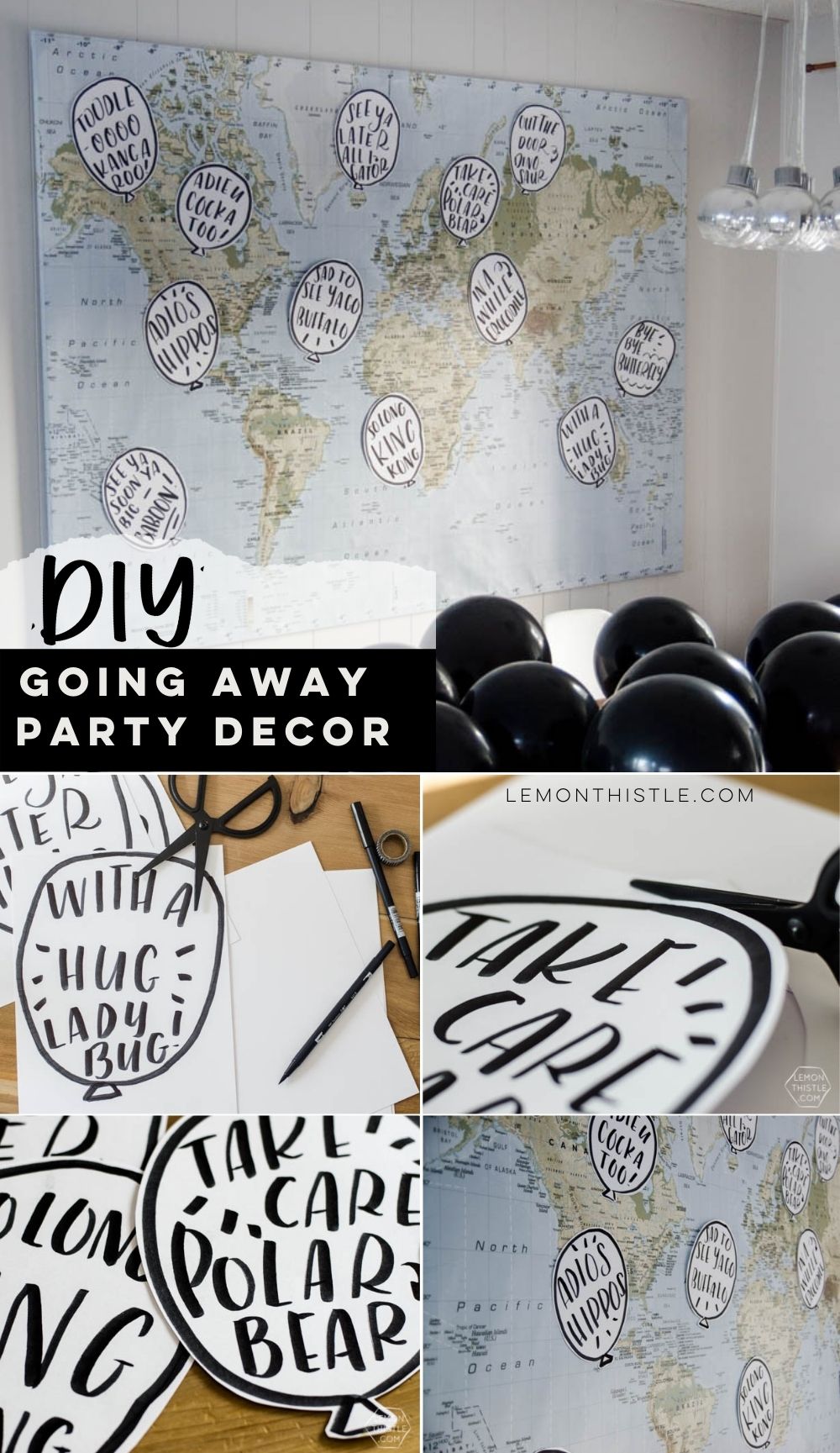 Going away party decorations to make (pin collage of steps)