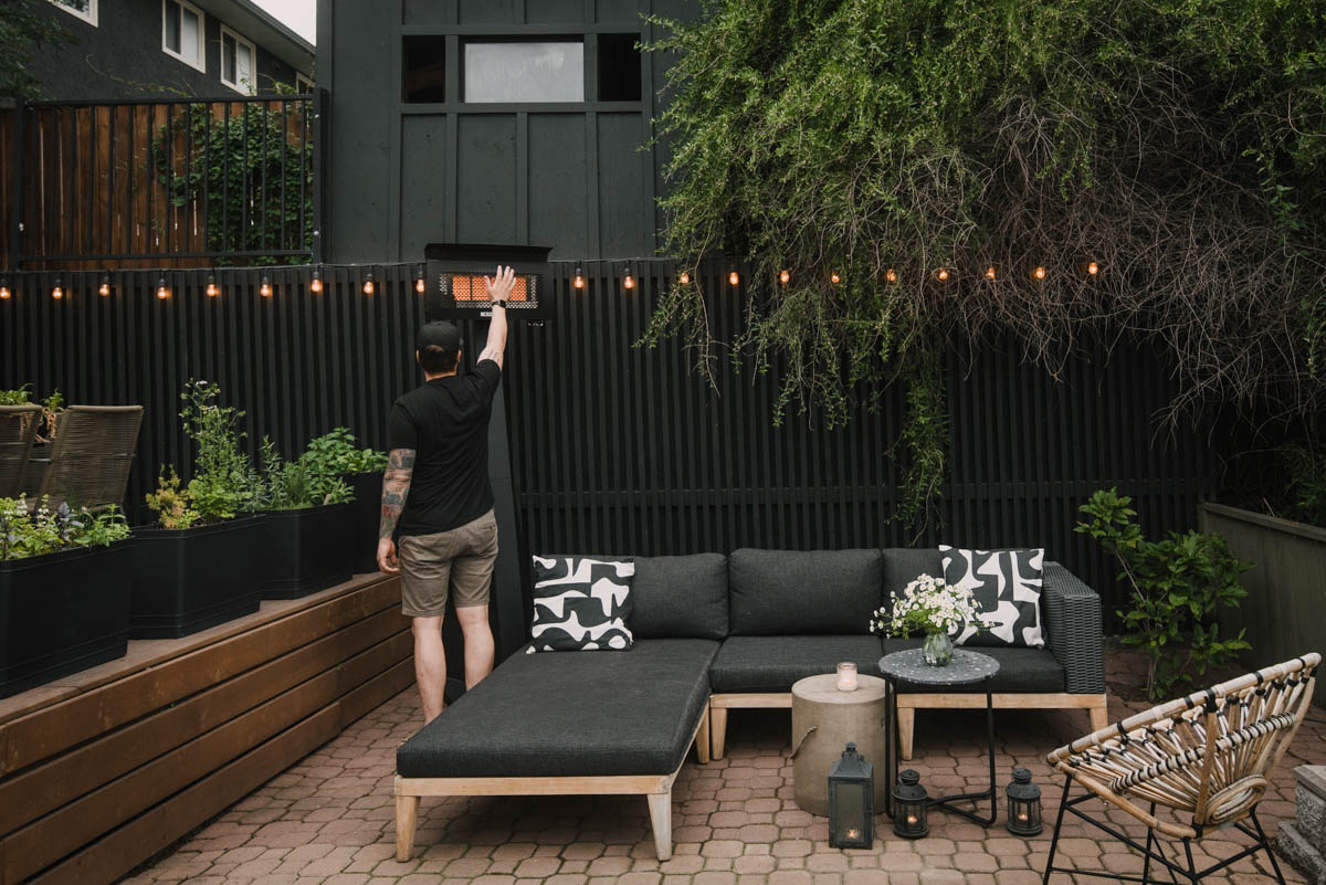 Patio heater to warm outdoor entertaining space