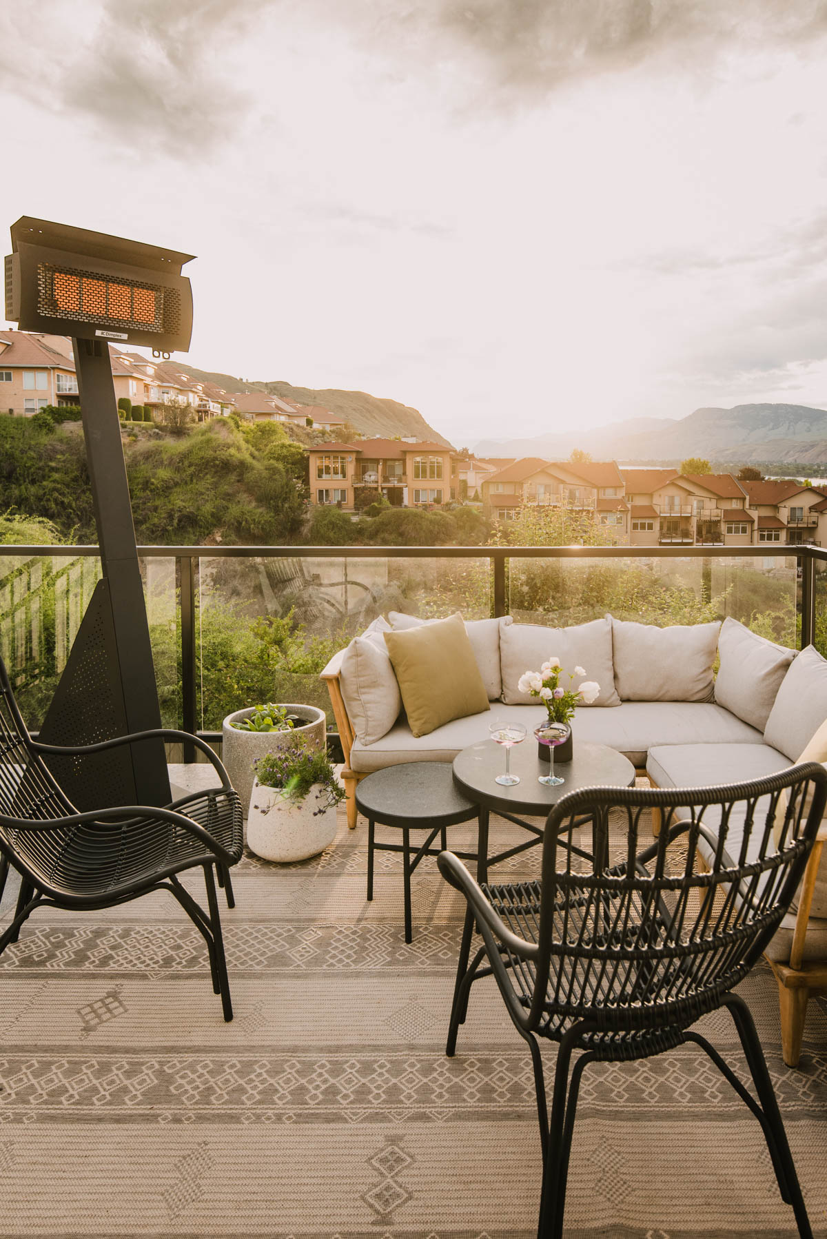 deck with sectional at sunset