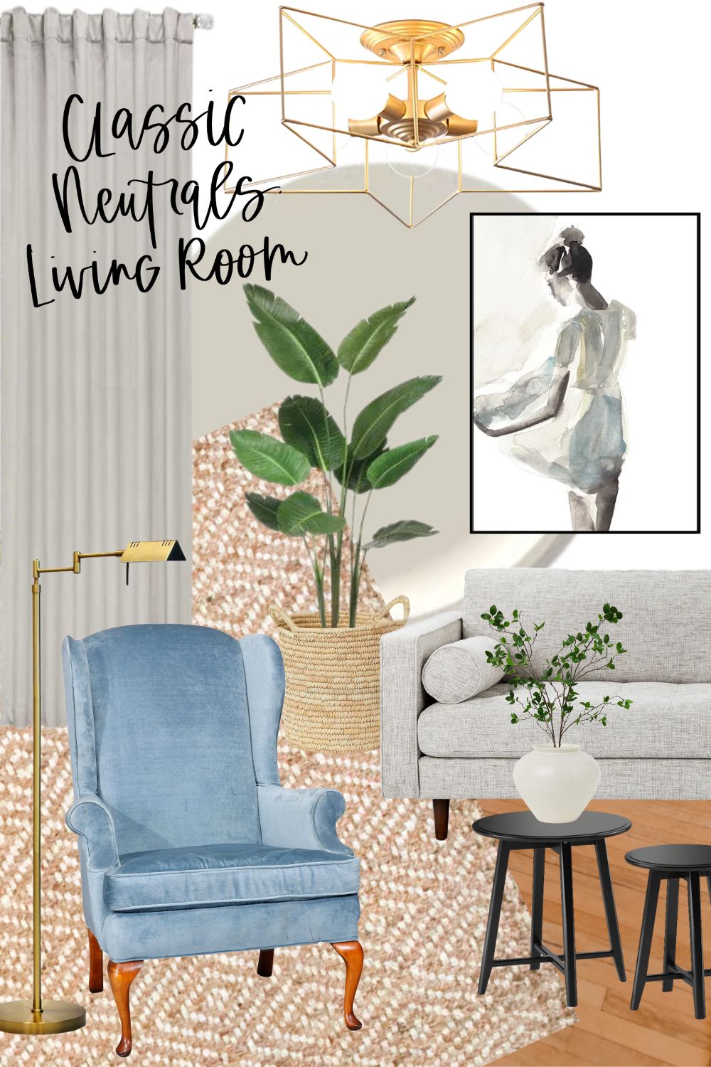 Cozy Classic Living Room Plans with neutrals and blue