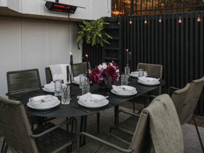 Outdoor dining table setting
