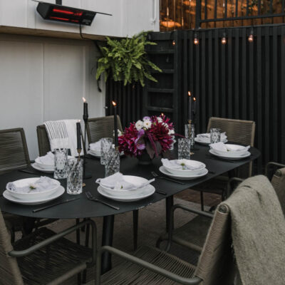 Outdoor dining table setting