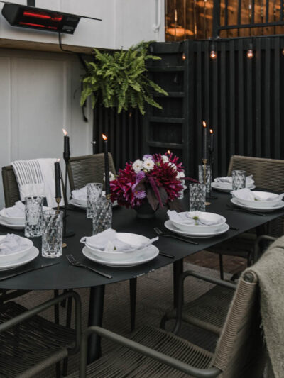 Outdoor dining table setting