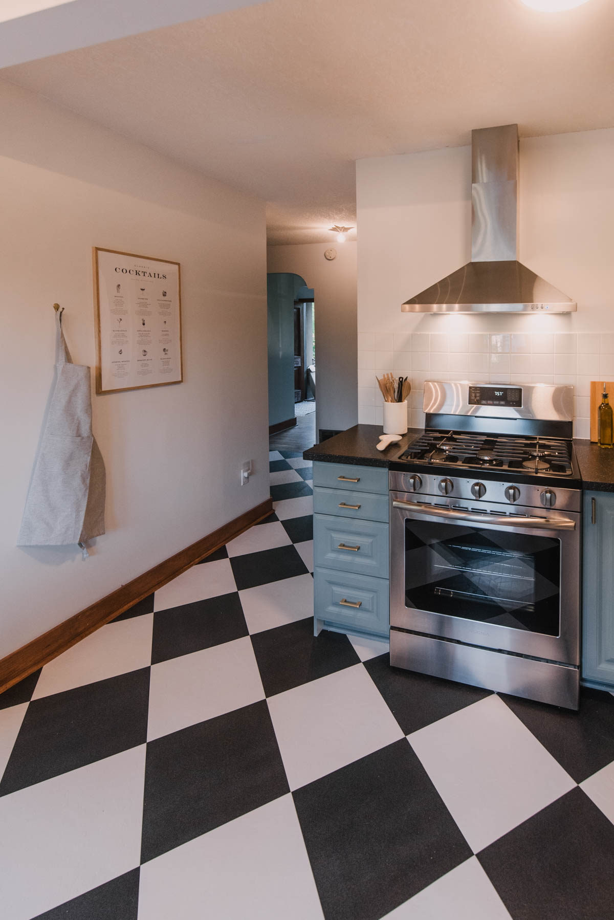 A Red Kitchen goes Blue in this DIY kitchen renovation