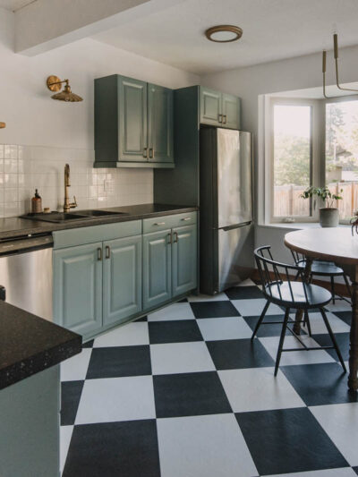 Checkered and blue kitchen makeover