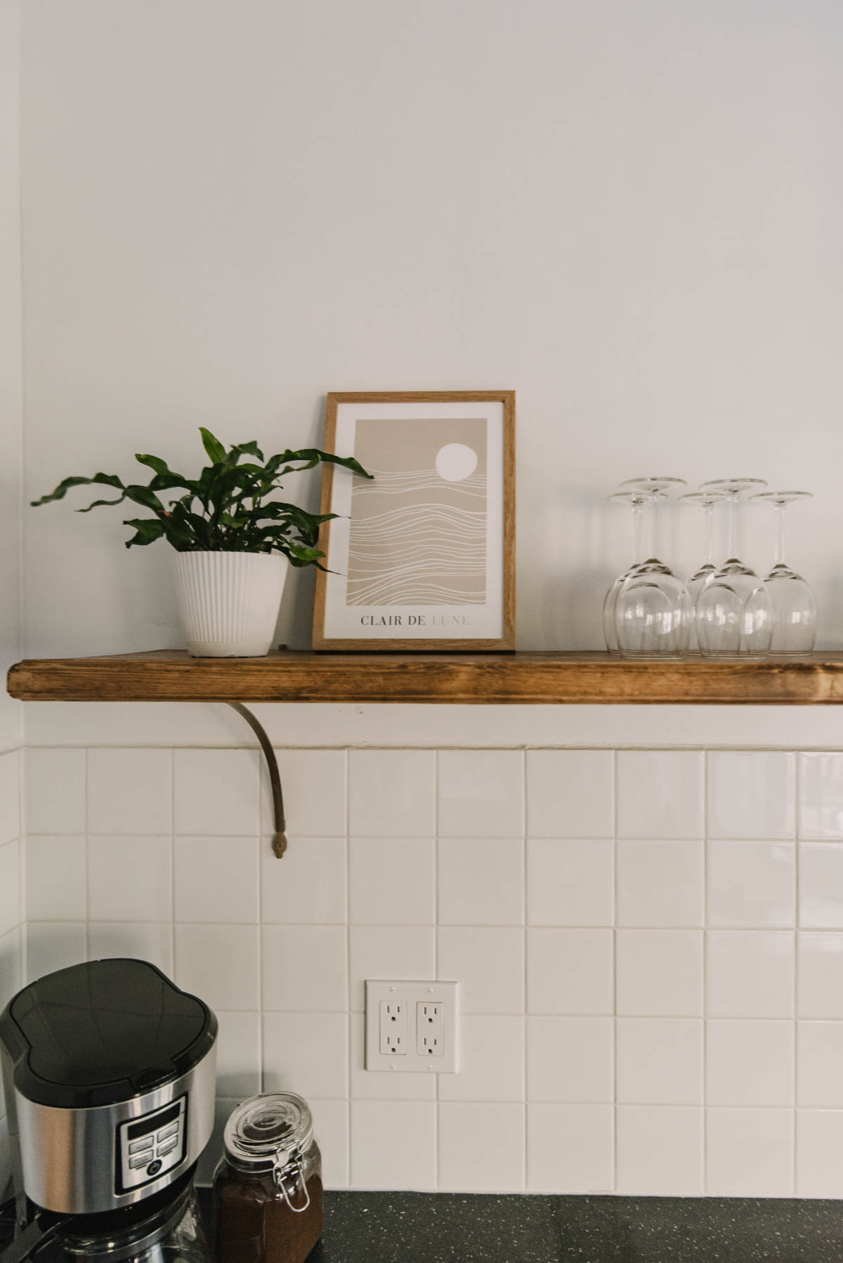 Wood shelf in a kitchen renovation